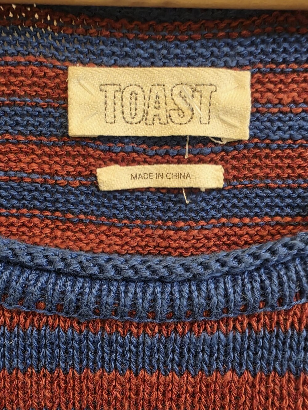 Toast Stripe Linen Cotton Knitted Vest VGUC Size L - Picture 2 of 7